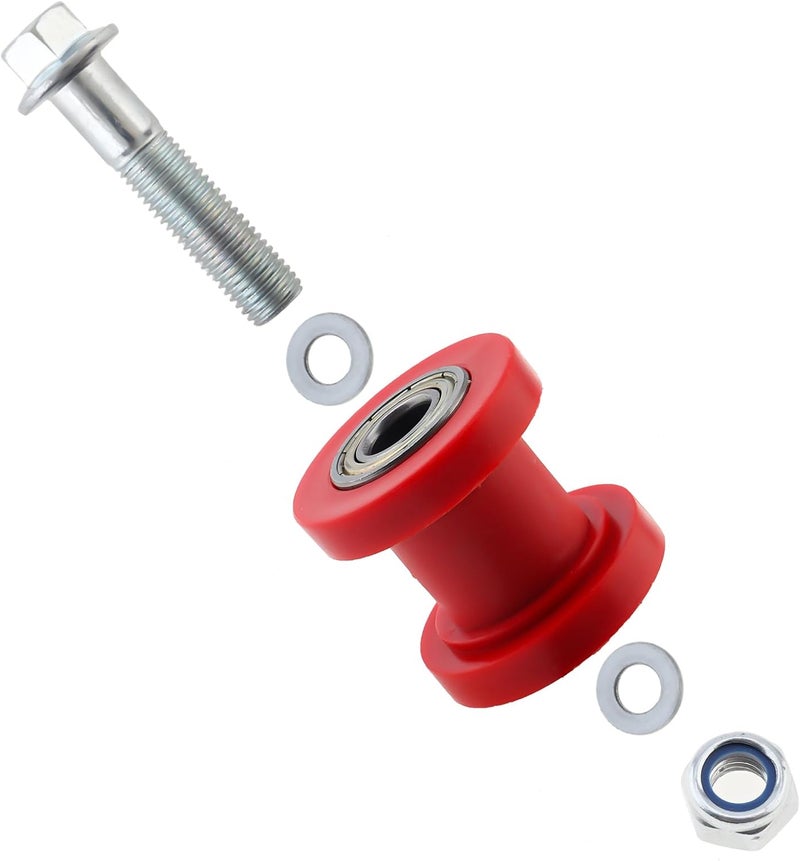 Windance 2pcs 10mm Chain Roller Pulley with Bolt Nut, Chain Tensioner Guide Wheel for 125cc 140cc 160cc SSR XR125 CRF50 KLX110 Motorcycle Pit Dirt Mini Bike ATV Parts (Red, 10mm) - Image 5